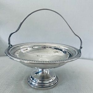 Sterling Silver Bread~Candy Basket~Bowl With Hinged Handle